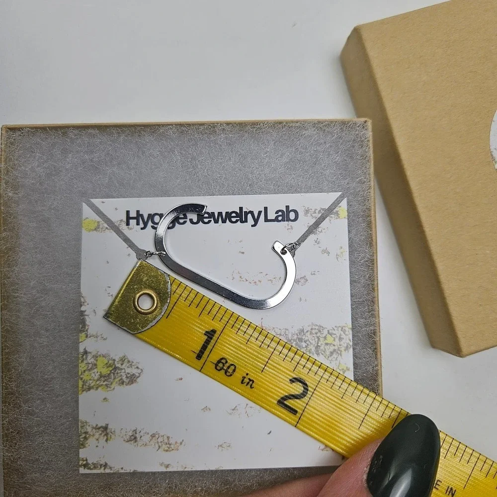 NEW Hygge Jewelry Lab C Initial Necklace Silver‎ Tone Chain w/Box Minimalist